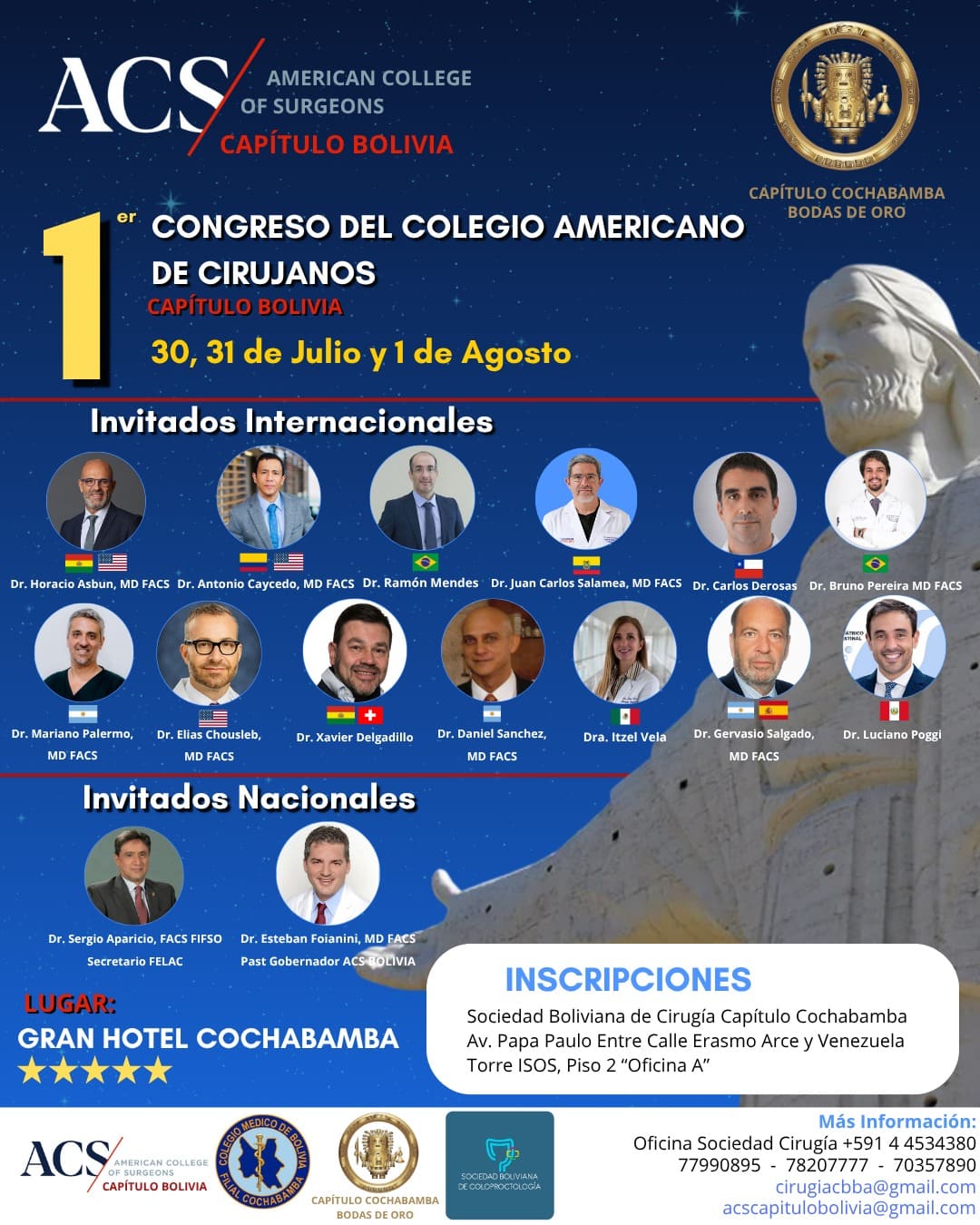 Invitados internacionales y nacionales del 1er Congreso ACS Capítulo Bolivia. Clic para ampliar.